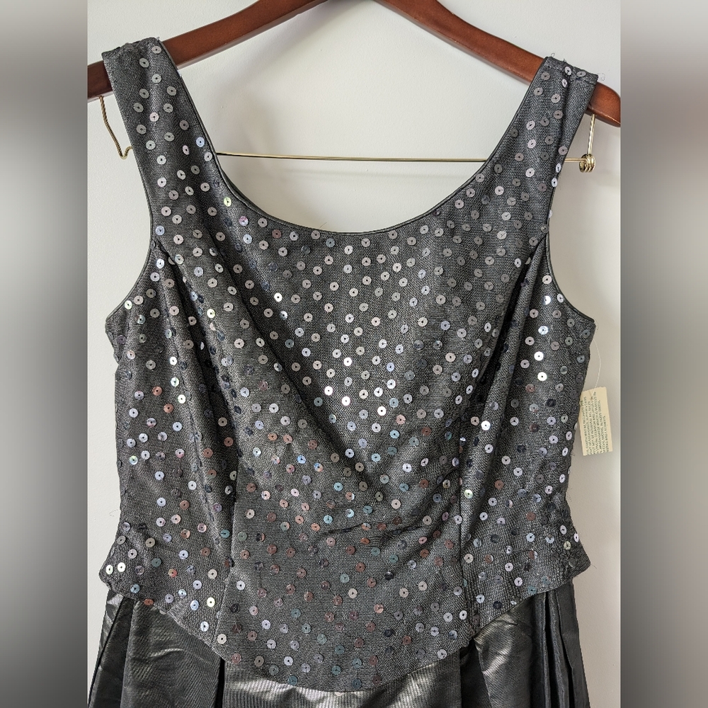 NWT Vintage JS Collections Silver Gray Gown Sequins - Picture 4 of 16